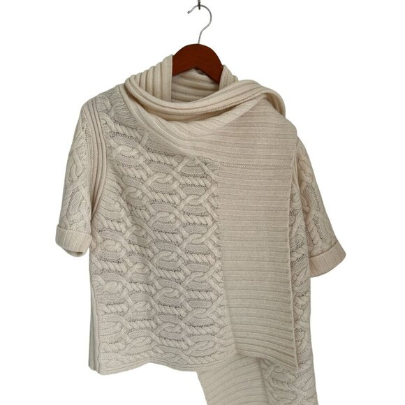 Sutton Studio Cashmere Cable Knit Open Front Cardigan Sweater Ribbed Collar - Picture 5 of 14